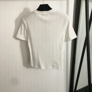 25 Summer New Women's Fashionable and Versatile Knitted Hooded Round Neck Short T-shirt Versatile and Slimming Top