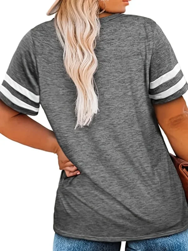 Women's Plus Size 1XL-8XL Casual V-neck Short Sleeved Solid Color Loose T-shirt Sports Outdoor Top Women Clothing - Image 3