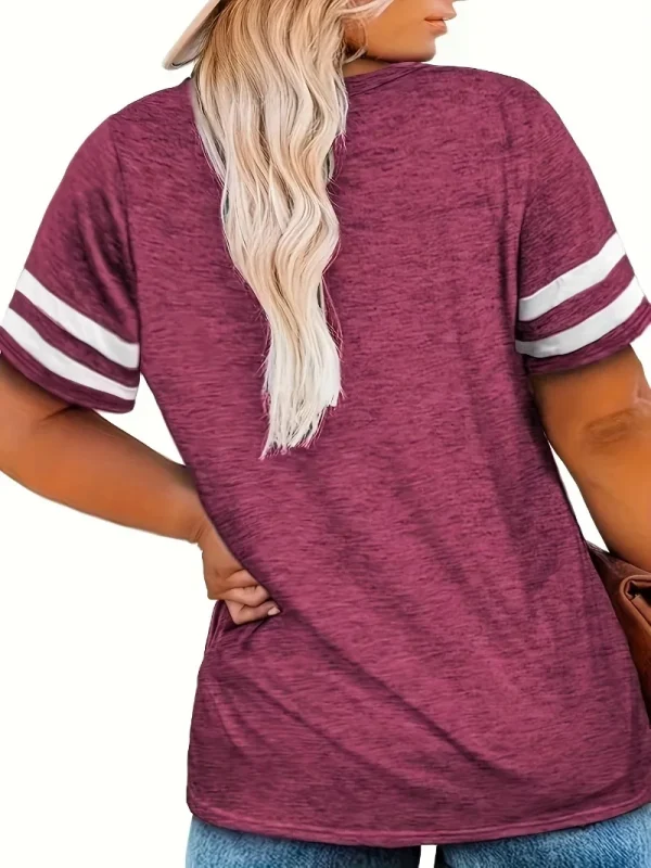Women's Plus Size 1XL-8XL Casual V-neck Short Sleeved Solid Color Loose T-shirt Sports Outdoor Top Women Clothing - Image 4